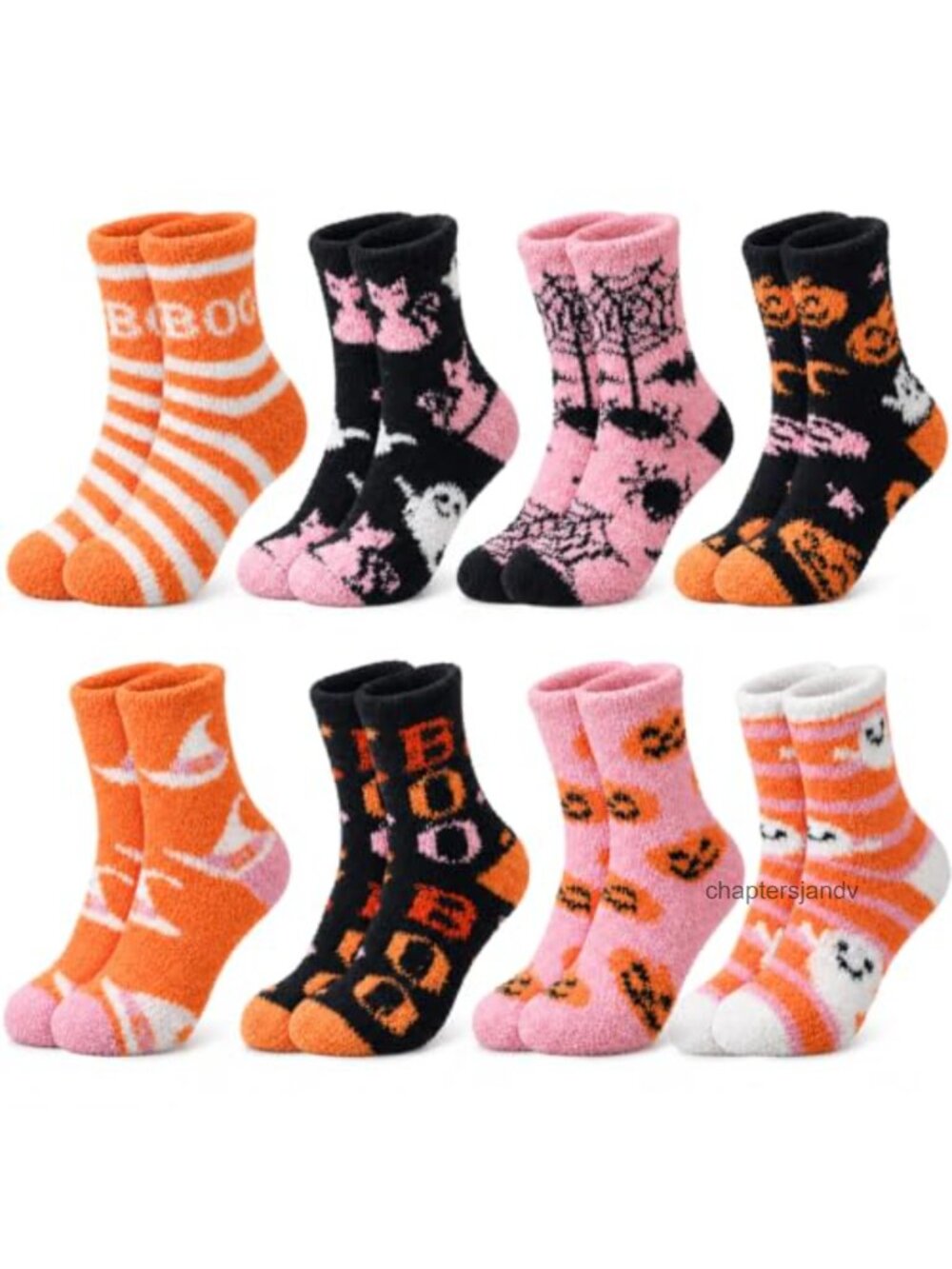 8 Pairs Fuzzy Socks Coral Fleece Cozy Slipper Socks Cute Pattern Gift Set for